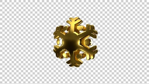 Golden 3D Snowflake Rotating Loop V9