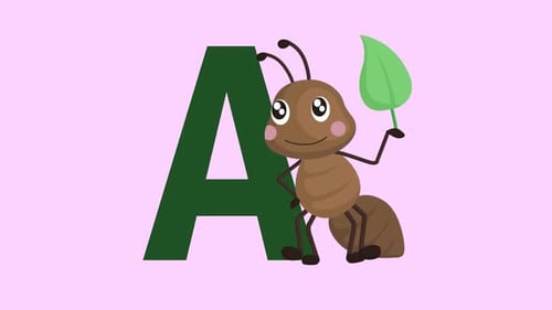 Animals Alphabet Letter A Animation