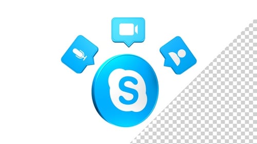 Animated 3D Skype Logo with Communication Icons