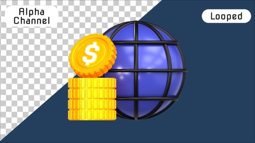 Global Economy Finance 3D Animation | Alpha Channel