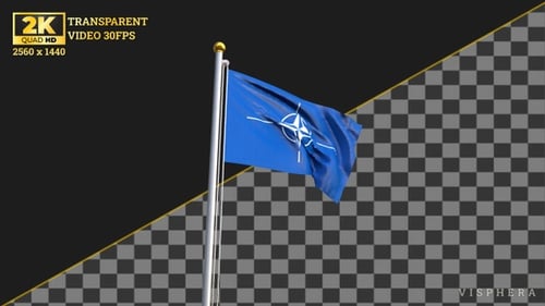 NATO Flag Waving on Flagpole