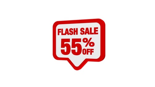 3D Animated Flash Sale 55 Percent Off Speech Bubble