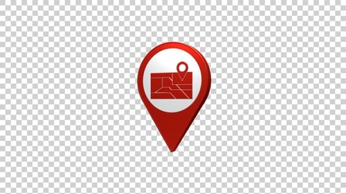 Animated 3D Map Pin Icon Reveal