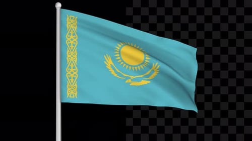 Realistic Waving Kazakhstan National Flag Animation