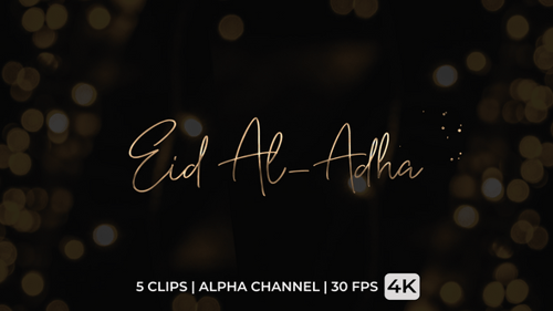 Animated Golden Script Text for Eid Al-Adha Celebration