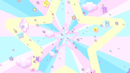Cute Pastel Stars and Clouds Floating Loop Background