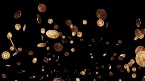 Bitcoin, internet currency coins loop falling Animation Backgrounds.