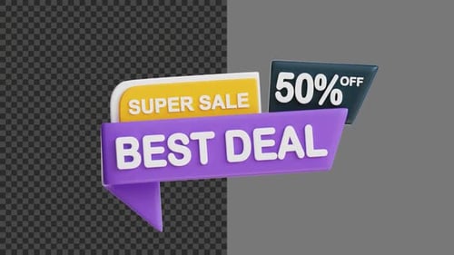 3D Animated Super Sale Best Deal Label