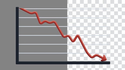 3D Animation of Bottom Line Chart Downtrend | Alpha Channel
