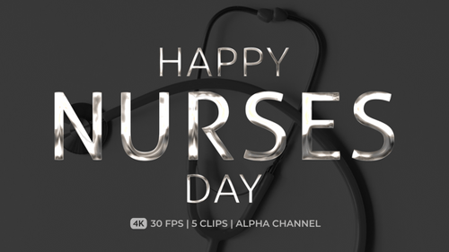 Happy Nurses Day Metallic Text Title Reveal