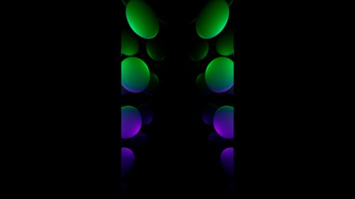 Vertical video green and purple shiny circles tunnel animation background