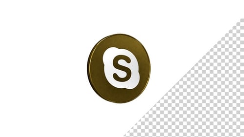 Animated Golden Skype Logo Rotating Loop