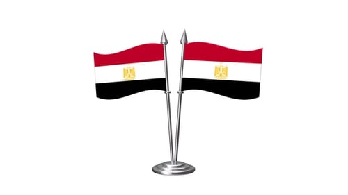 Animated Waving Egyptian Flags on Poles