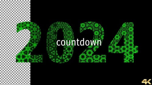 Kaleidoscope Countdown and Happy New Year 2024 Text Animation