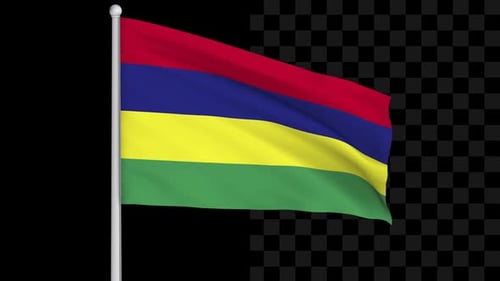 Mauritius Flag Waving Realistically on a Pole