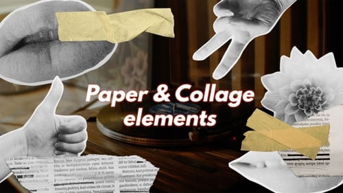 Pack Of 24 Paper And Collage Elements On Alpha