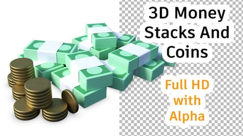 Ensemble de pièces et de piles d'argent 3D Falling 02