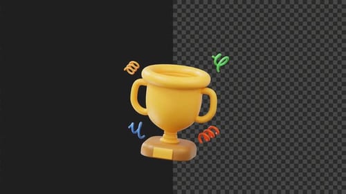 3D Cute Stylized Trophy Animation | FHD | Alpha Channel | Transparent | 6s