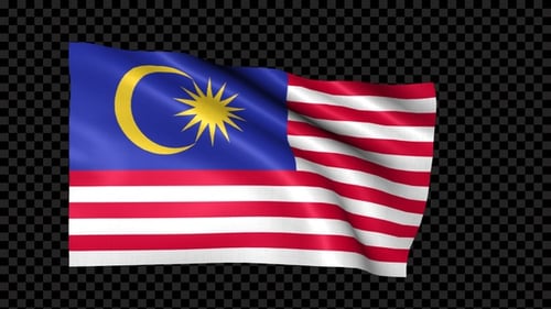 Waving Malaysia Flag Animated Loop with Alpha Channel