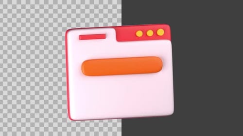 Modern 3D Folder Transforming into Web Search Window