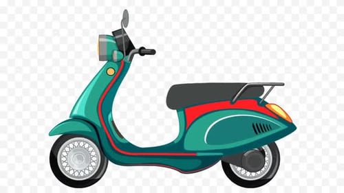Flat Design Animated Scooter Vehicle Transportation Graphic
