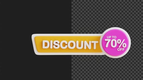 3D Discount 70 Percent Label Animation