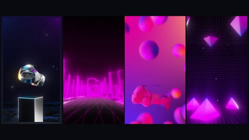 Futuristic Tech Elements and Abstract Shapes Vertical Loop Backgrounds