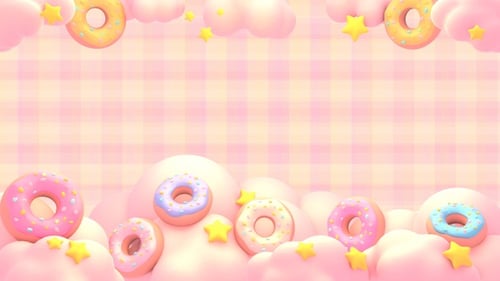 Cute Donuts, Clouds, and Stars Sweet Animated Background
