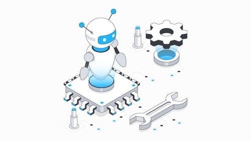 Robot Setting Isometric Animation Alpha Channel
