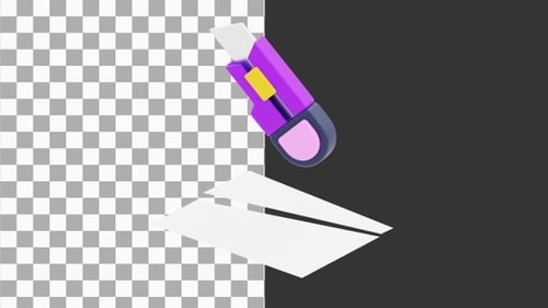 Animación 3D de Retractable Utility Cutter | Alpha Channel