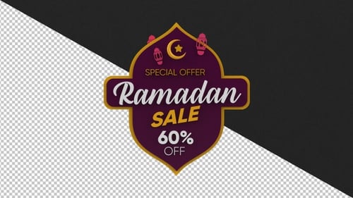 Decorative Ramadan Sale 3D Rotating Badge Animation