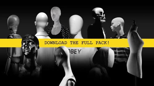 Textured Spinning Mannequins Black and White Grunge Animation