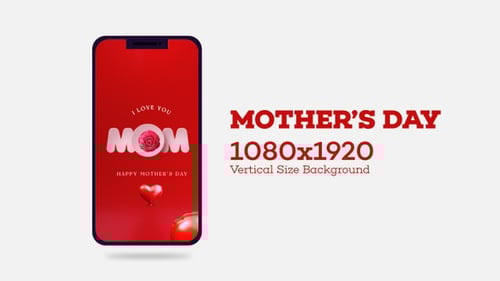 Happy Mother's Day Flower Vertical Background Loop