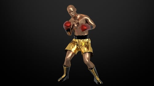 Golden Boxer 3D Model Animation in Fighting Stance