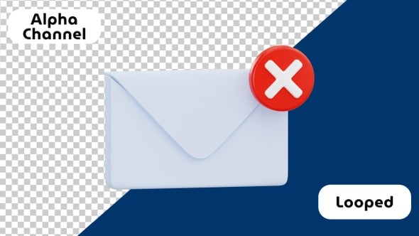 Animated 3D Mail Envelope with Red Cross Notification Icon, Backgrounds ...