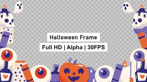 Halloween-Cartoon-Rahmen mit Alpha