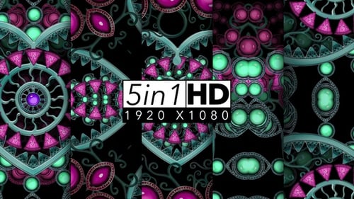 Animated Decorative Heart and Gem Mandala Loop