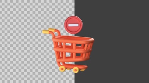 3D Animated Shopping Cart Remove Item Icon