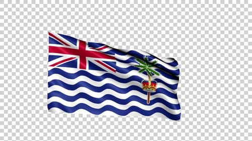 Waving British Indian Ocean Territory Flag with Alpha Channel