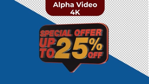3D Animated Special Offer 25% Off Discount Speech Bubble