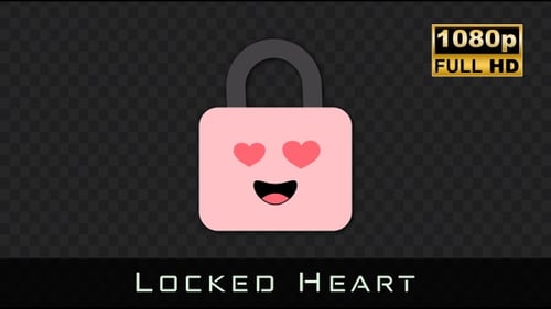 Animated Flat Design Love Padlock With Heart Eyes Icon