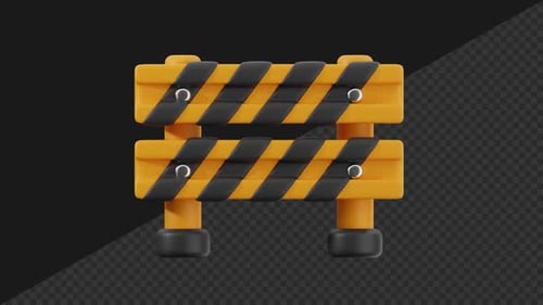 Animated 3D Construction Barrier Icon