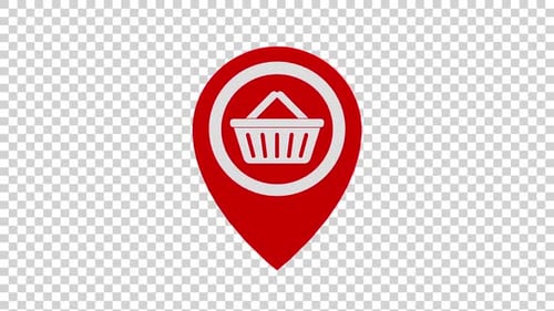 Animated Flat Design Shopping Cart Location Pin Icon