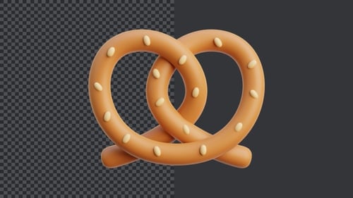 Rotating 3D Pretzel Food Icon Animation