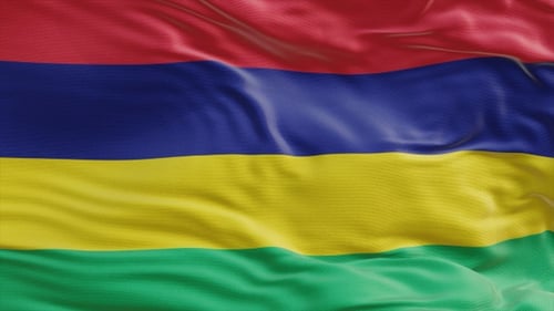 Seamless Loop of the Waving Flag of Mauritius