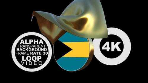 Fluid Golden Cloth Reveals 3D Bahamas Flag Badge