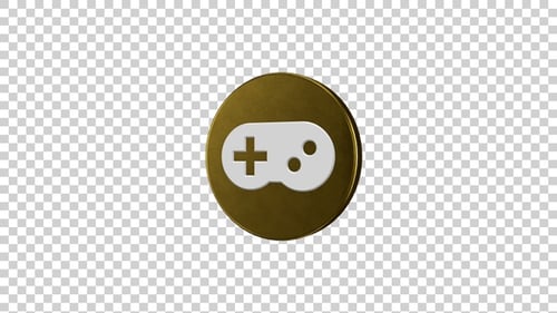 Gamepad Console Icon Rotating Golden