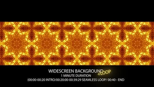 Decorative Golden Light Kaleidoscope Background Loop