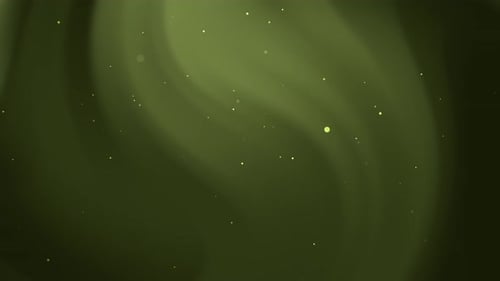 Fluid Green Abstract Background with Glowing Particles Animation