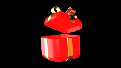 Animated Red Gift Box Open and Close
